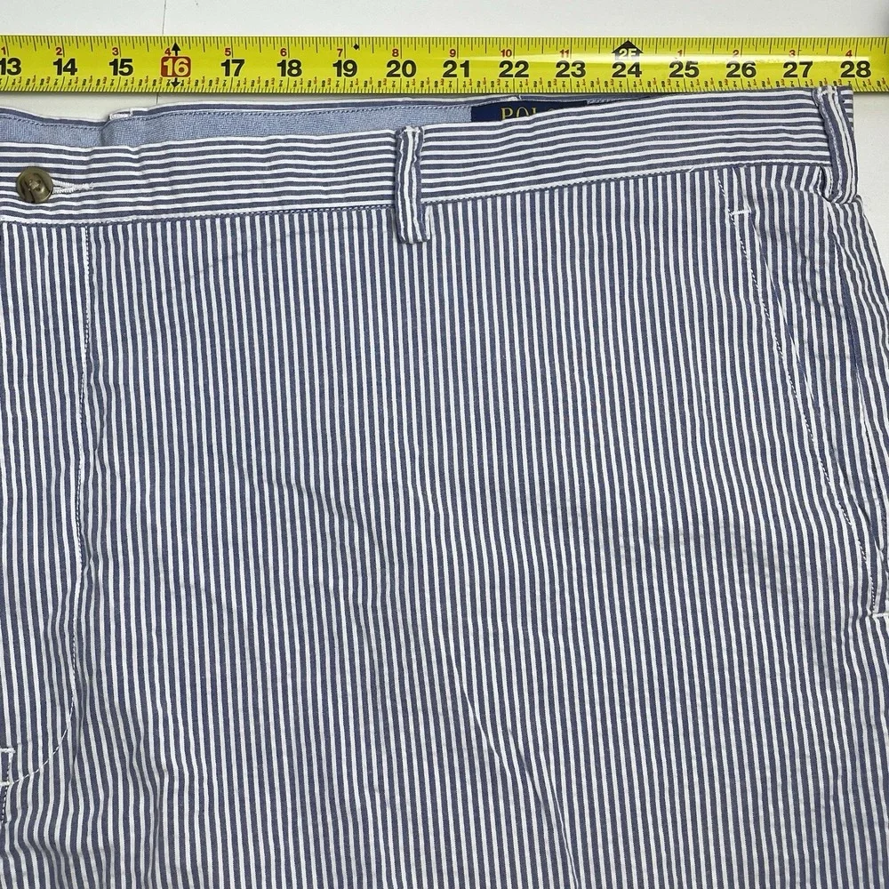 Polo Ralph Lauren Men's Big 54B Classic Fit Seersucker Shorts Blue White Stripe